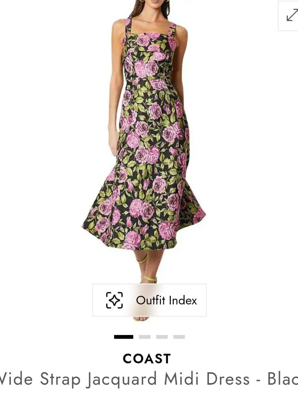 COAST Midi Dress with Pink Rose Print jaquard Size 12